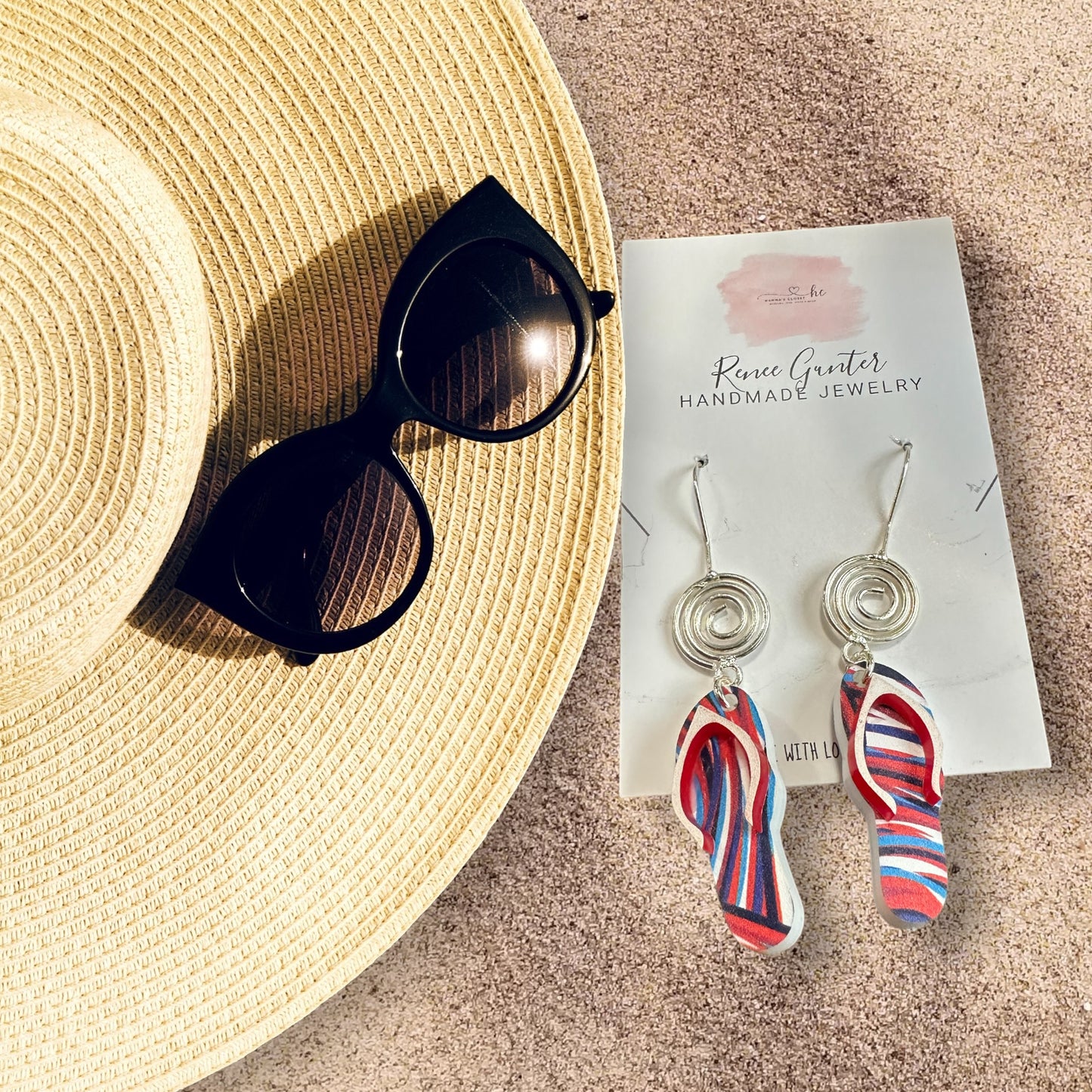 Summertime Handmade one of a kind acrylic & wood earrings -