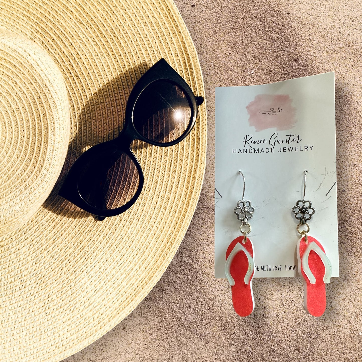 Summertime Handmade one of a kind acrylic & wood earrings -