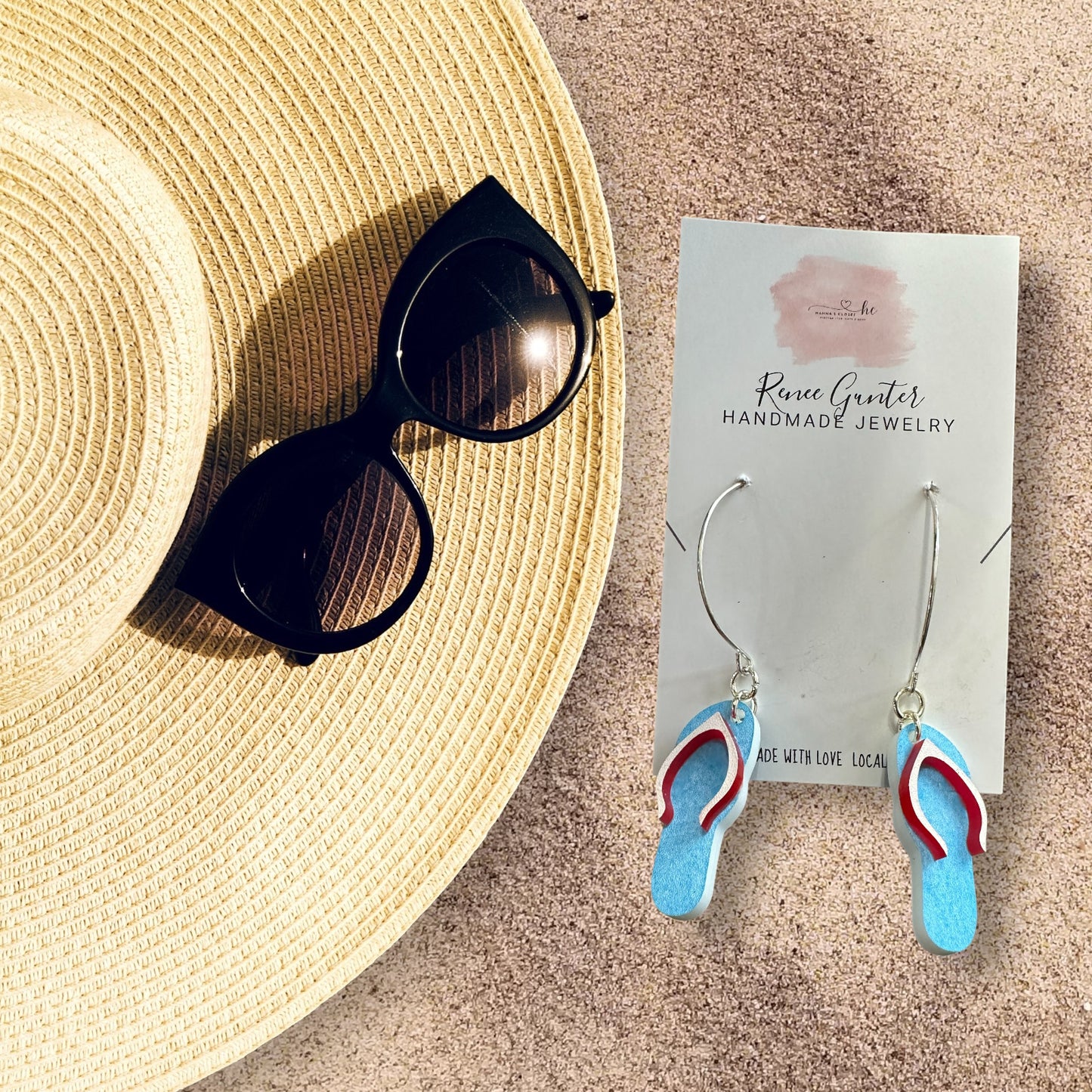 Summertime Handmade one of a kind acrylic & wood earrings -