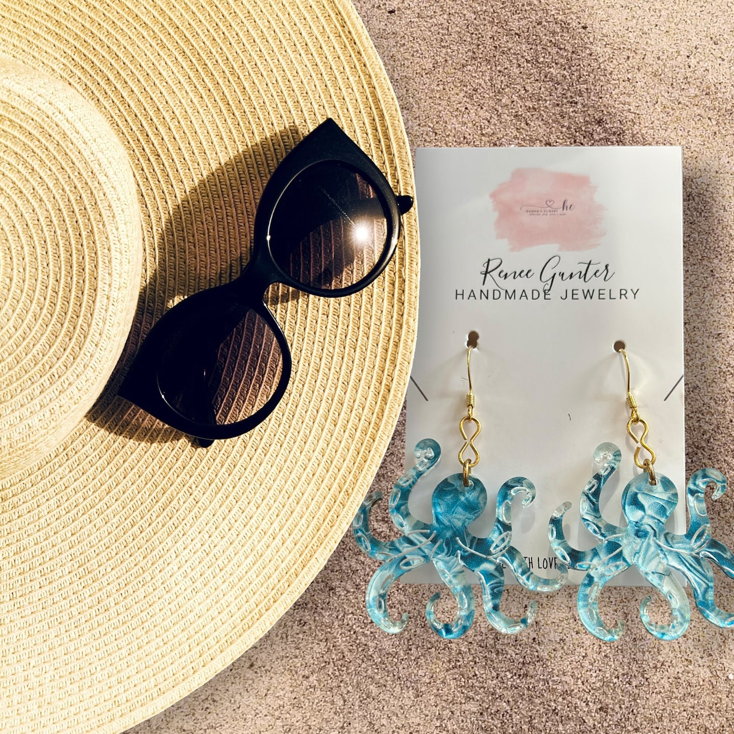 Summertime Handmade one of a kind acrylic & wood earrings -
