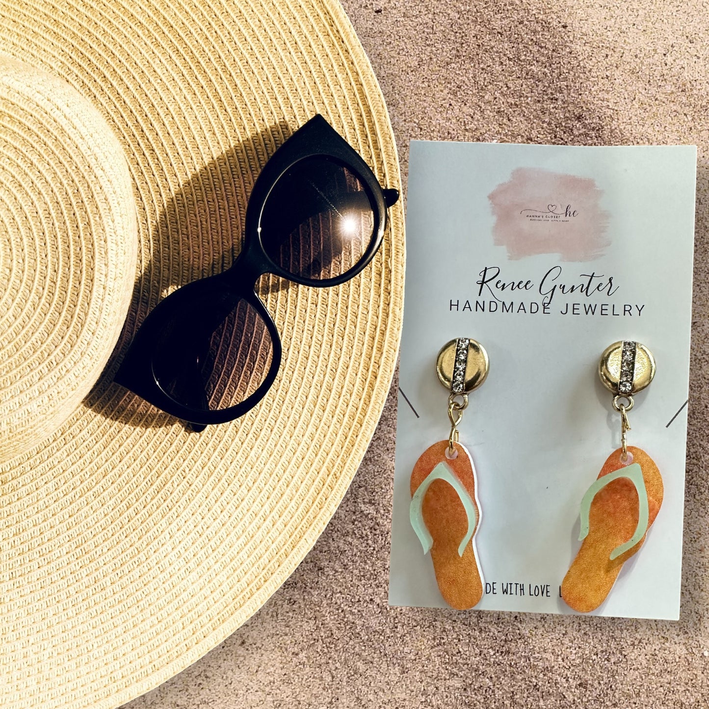 Summertime Handmade one of a kind acrylic & wood earrings -