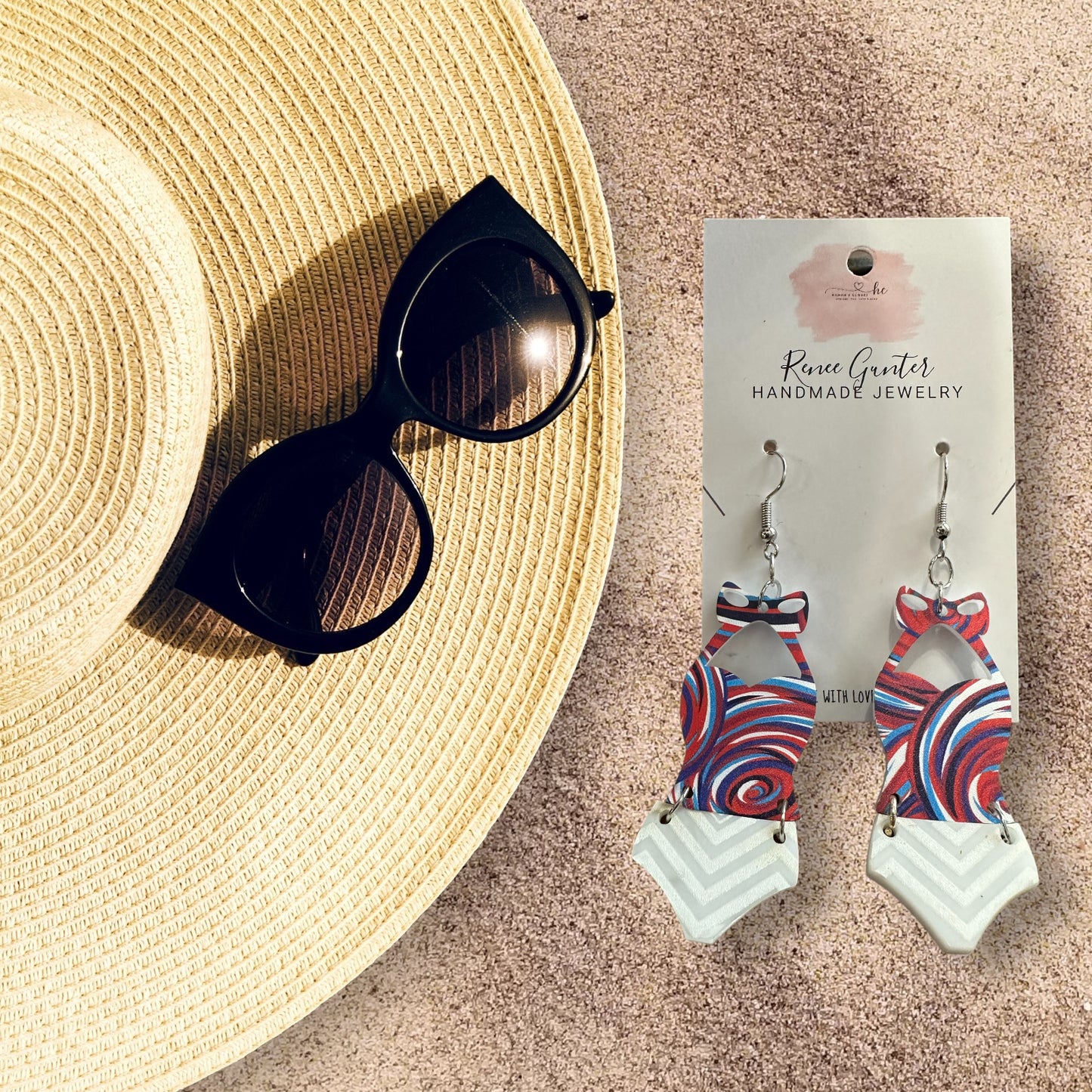 Summertime Handmade one of a kind acrylic & wood earrings -