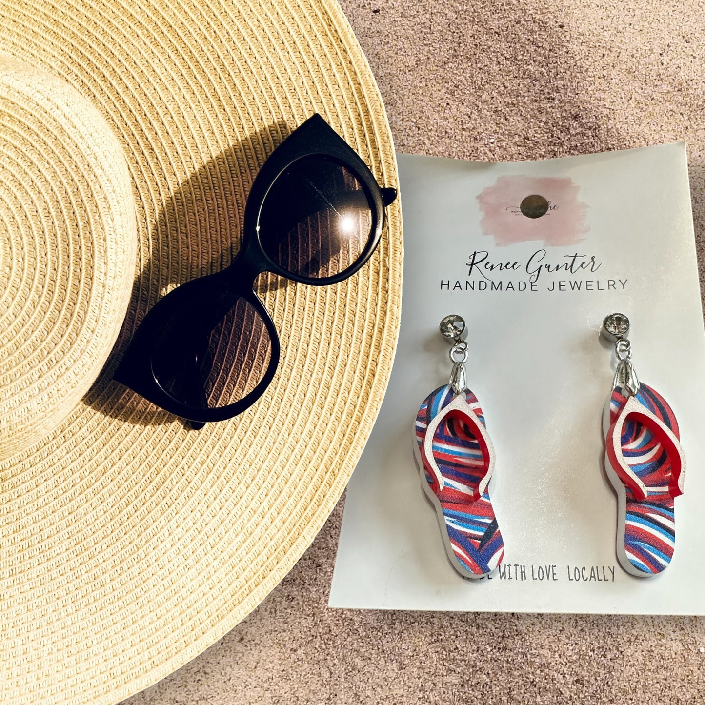 Summertime Handmade one of a kind acrylic & wood earrings -