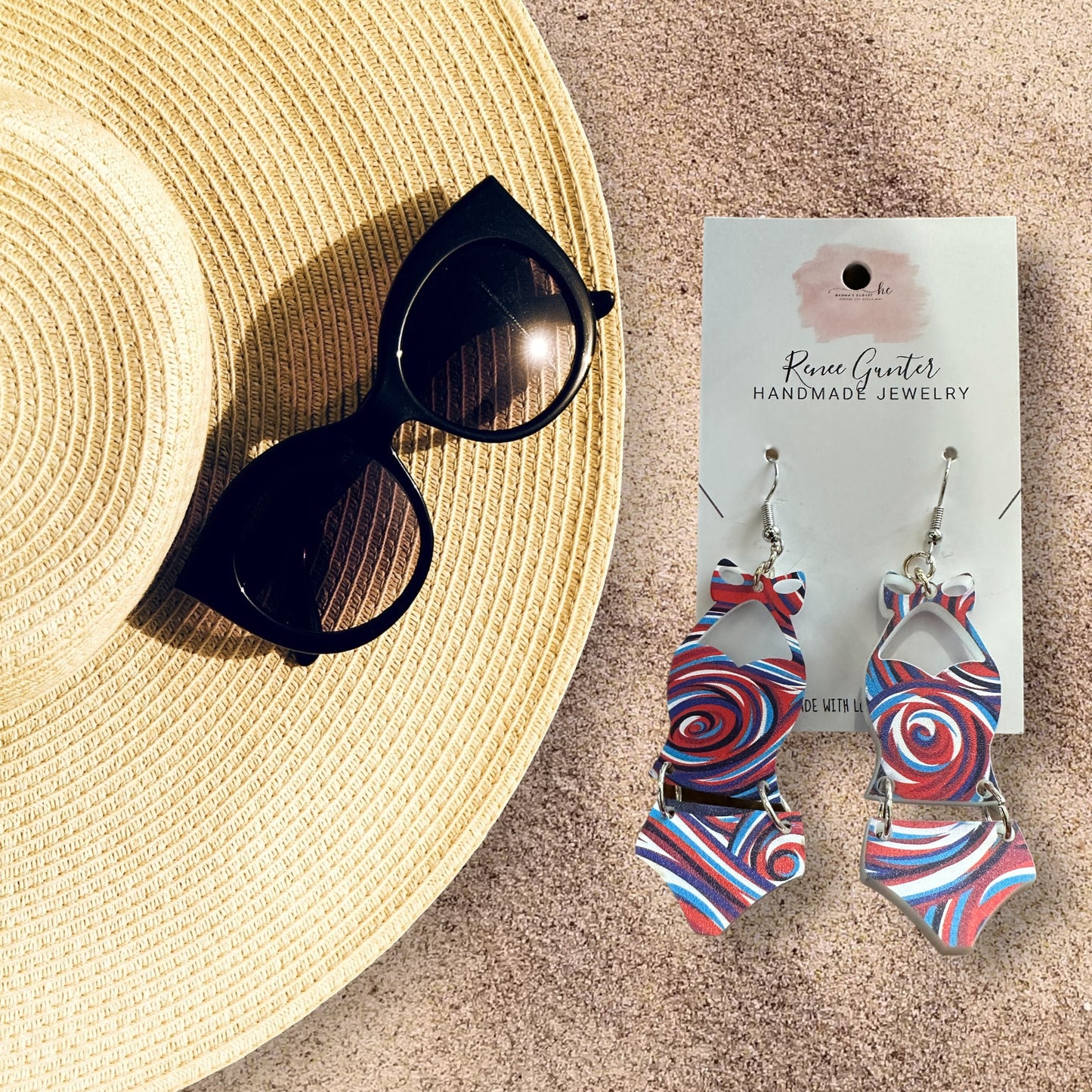 Summertime Handmade one of a kind acrylic & wood earrings -