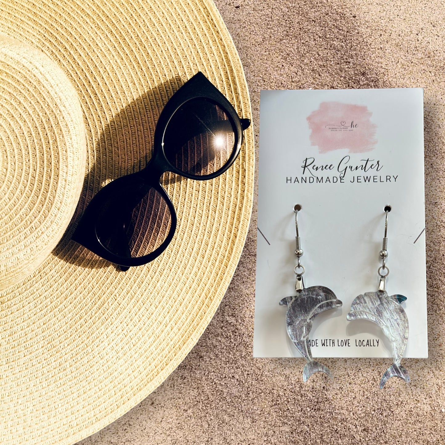Summertime Handmade one of a kind acrylic & wood earrings -
