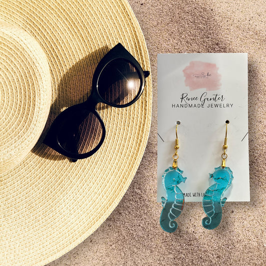 Summertime Handmade one of a kind acrylic & wood earrings -