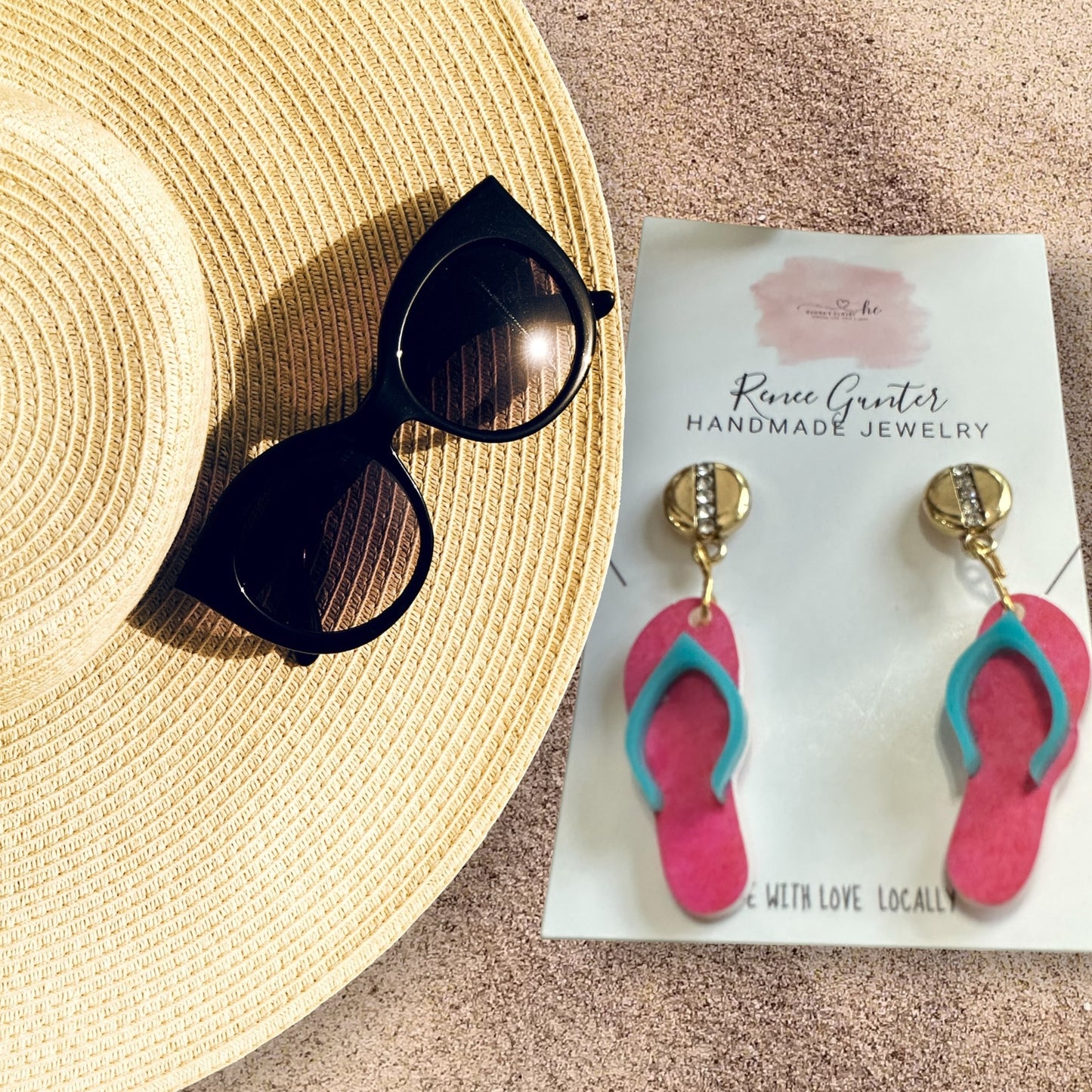 Summertime Handmade one of a kind acrylic & wood earrings -