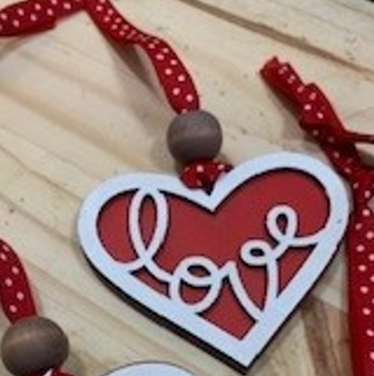 Handmade - Two layer wood heart ornaments
