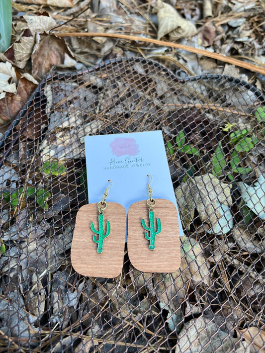 Handmade Wood and Metal Cactus