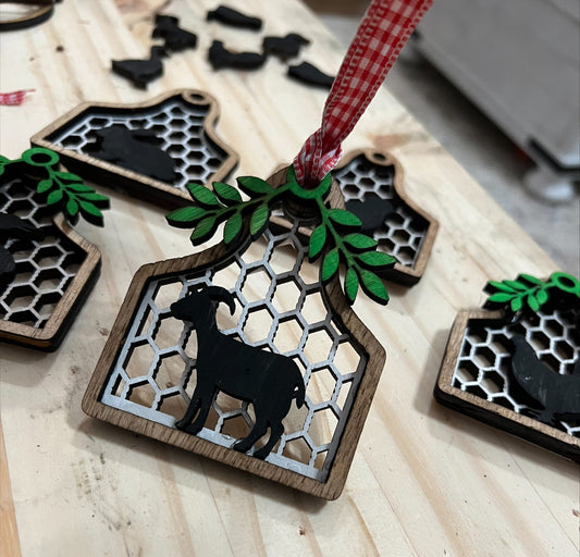 Handmade - Farm Animal Cattle Tag ornaments