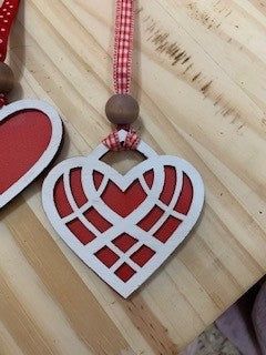 Handmade - Two layer wood heart ornaments