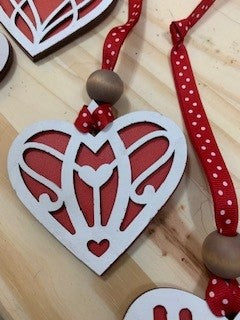 Handmade - Two layer wood heart ornaments