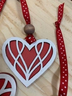 Handmade - Two layer wood heart ornaments