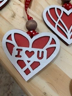 Handmade - Two layer wood heart ornaments