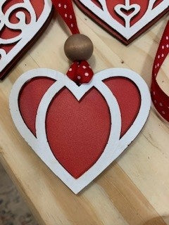 Handmade - Two layer wood heart ornaments
