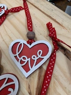 Handmade - Two layer wood heart ornaments