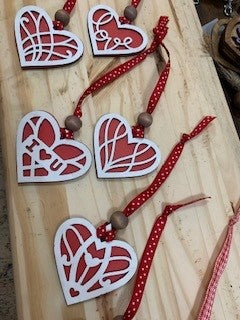 Handmade - Two layer wood heart ornaments