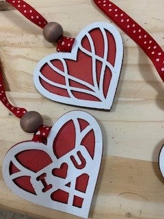 Handmade - Two layer wood heart ornaments