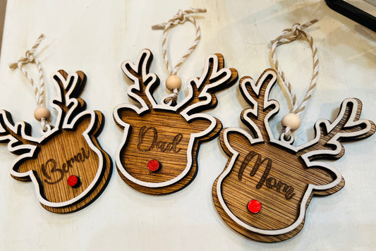 Small personalized Reindeer Stocking Tag/Ornament
