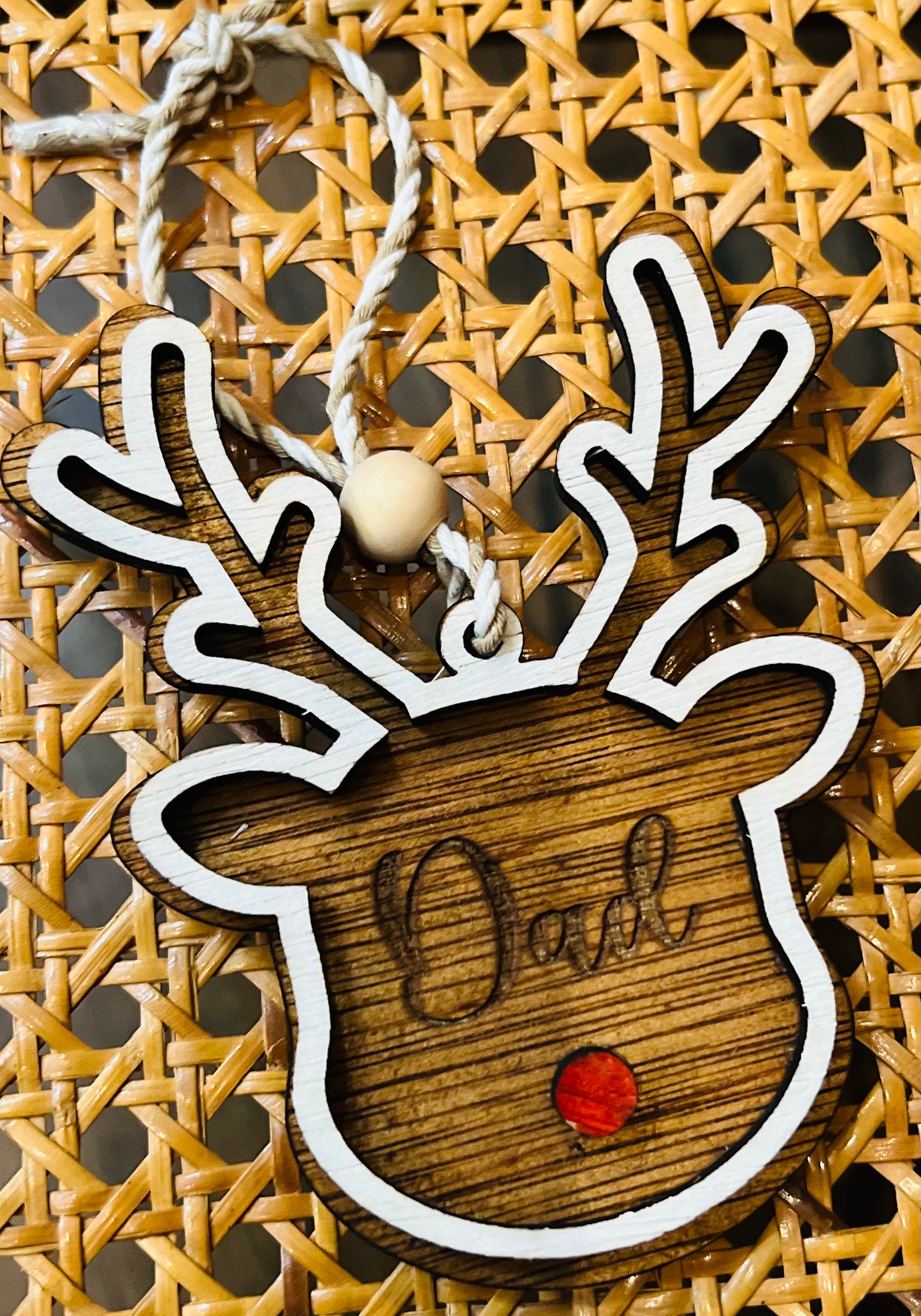 Small personalized Reindeer Stocking Tag/Ornament