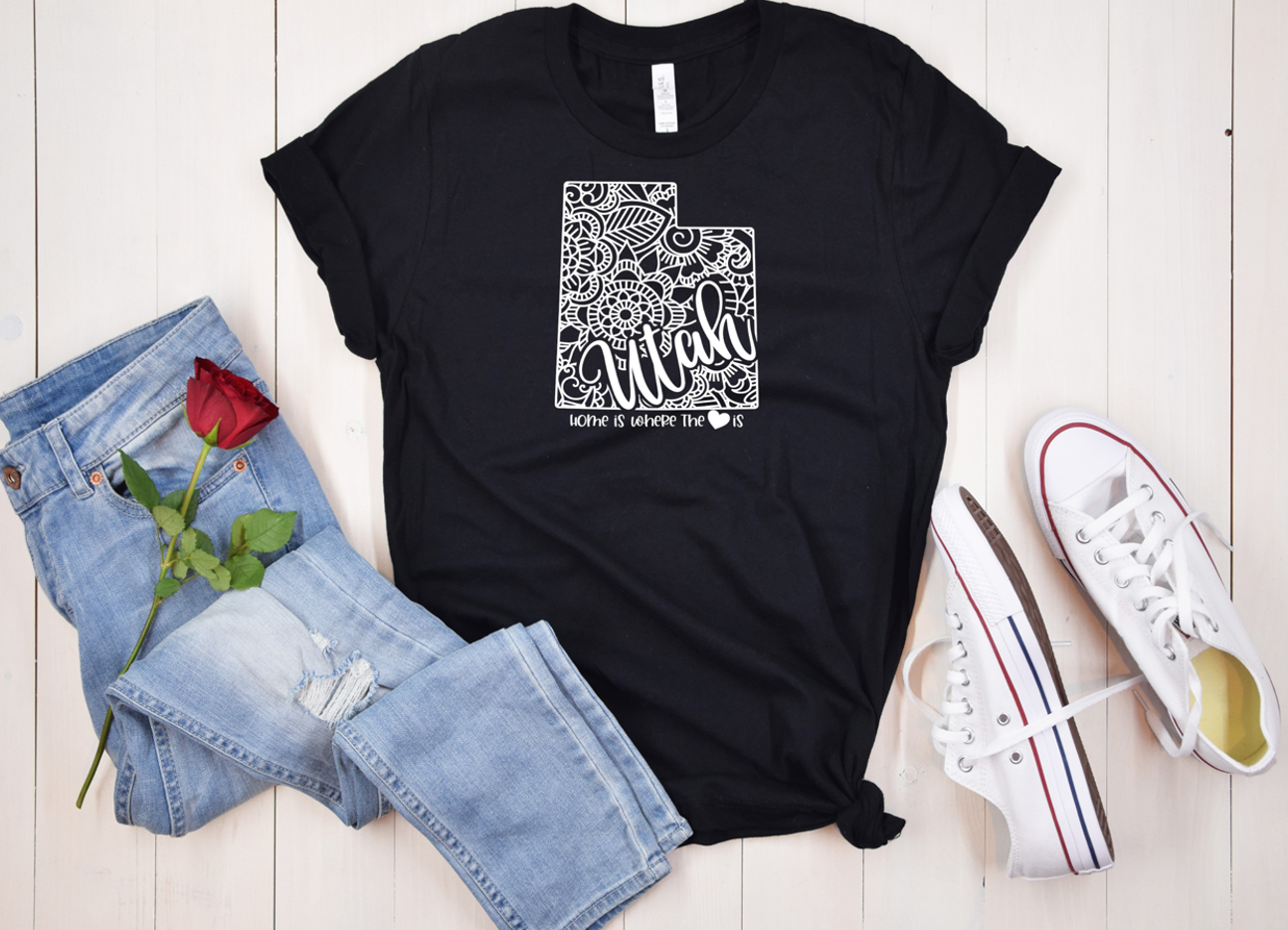 Home is where the heart is - personalized state t-shirt South Dakota - West Virginia