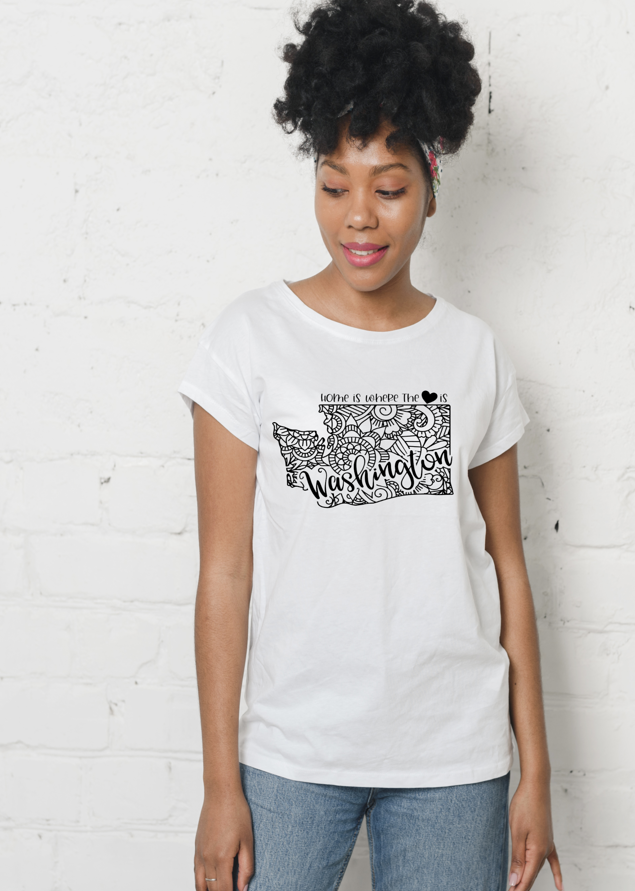 Home is where the heart is - personalized state t-shirt South Dakota - West Virginia