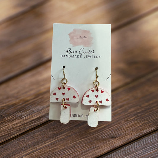 Handmade acrylic mushroom earrings -