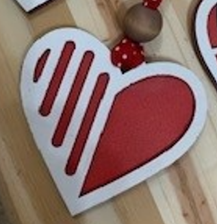 Handmade set of three bass wood double layered heart ornaments –  Hannas-Closets