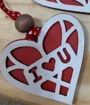 Handmade - Two layer wood heart ornaments