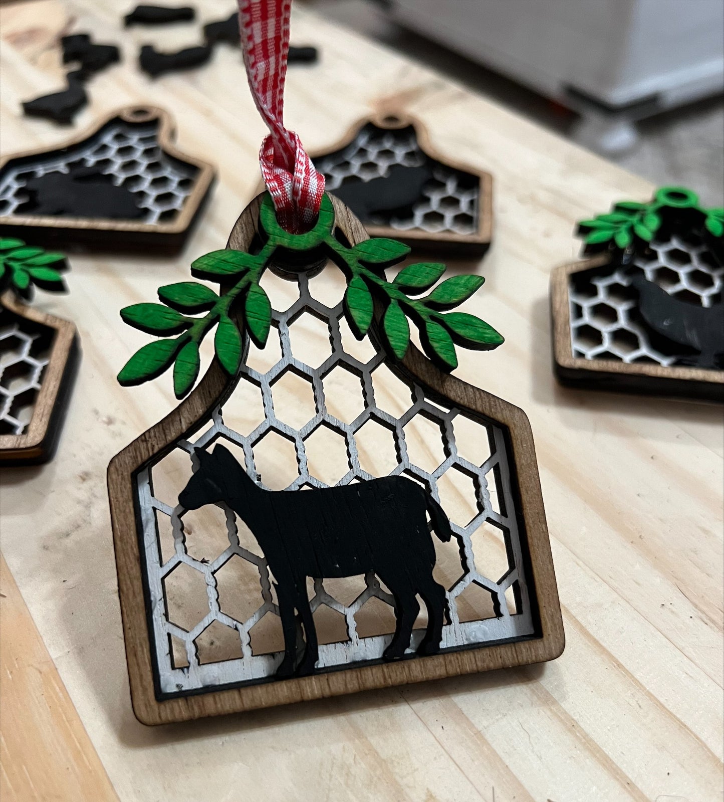 Handmade - Farm Animal Cattle Tag ornaments