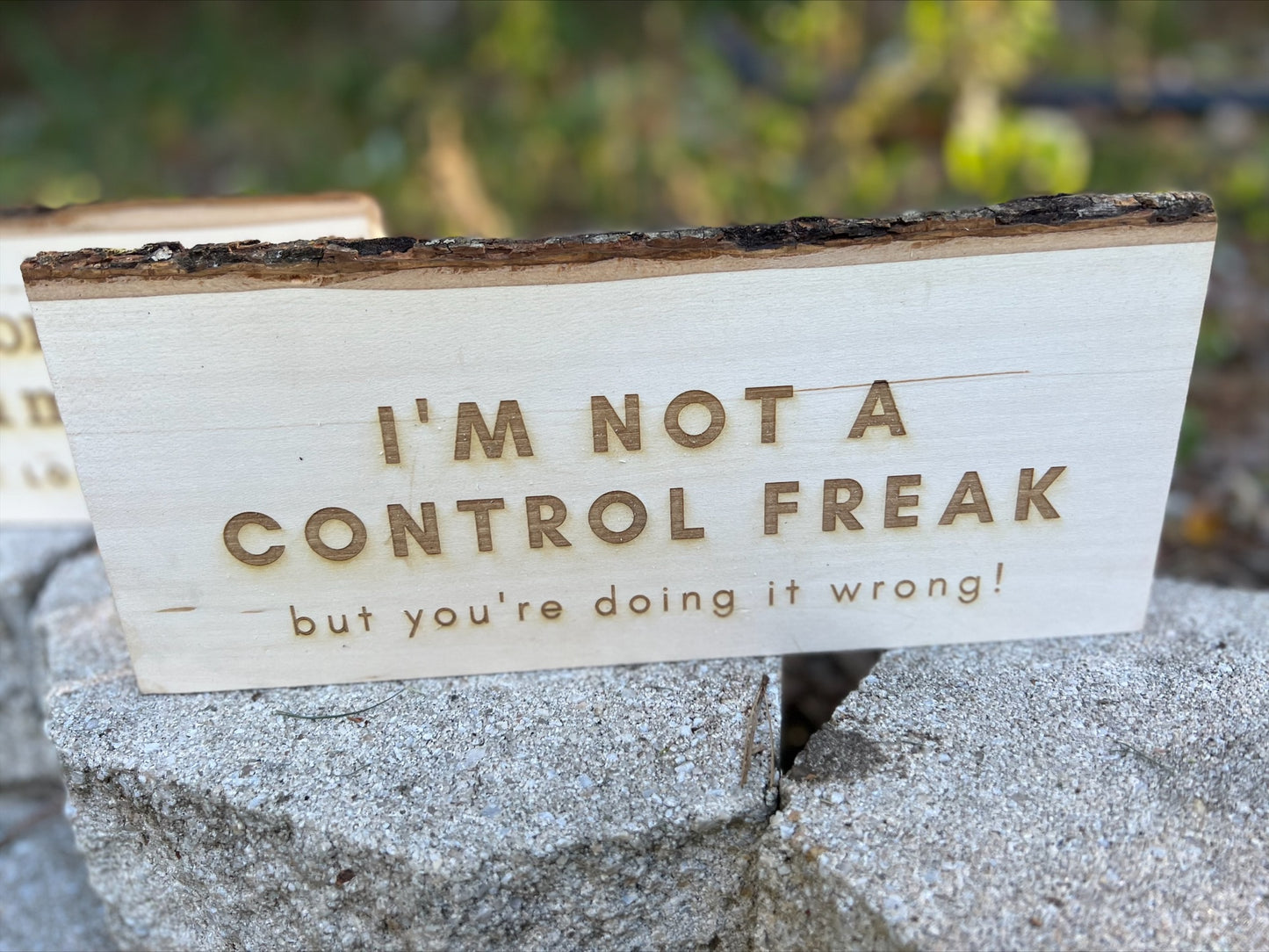 Desk sign with bark edge - made to order