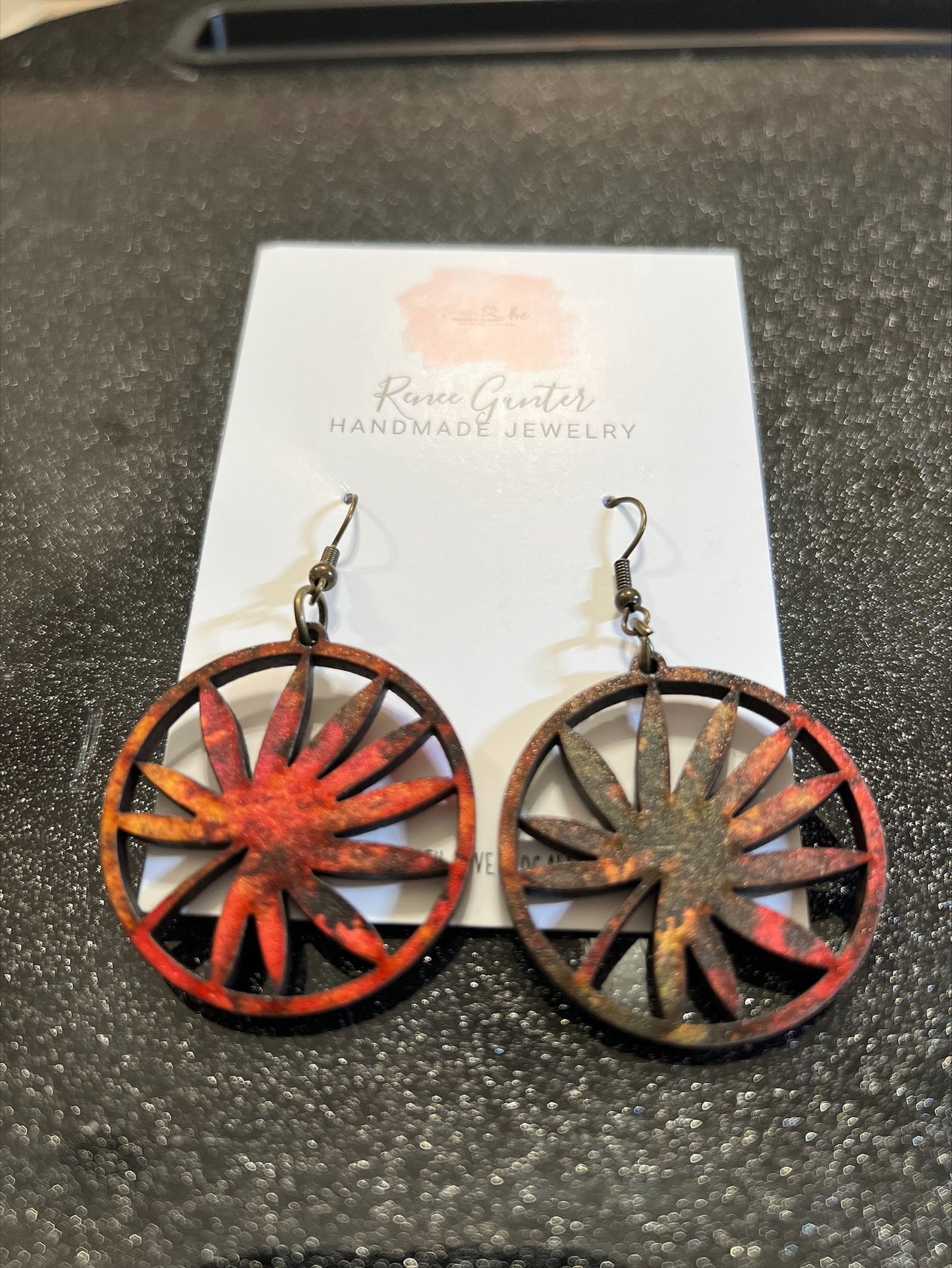 Handmade round dangle earrings