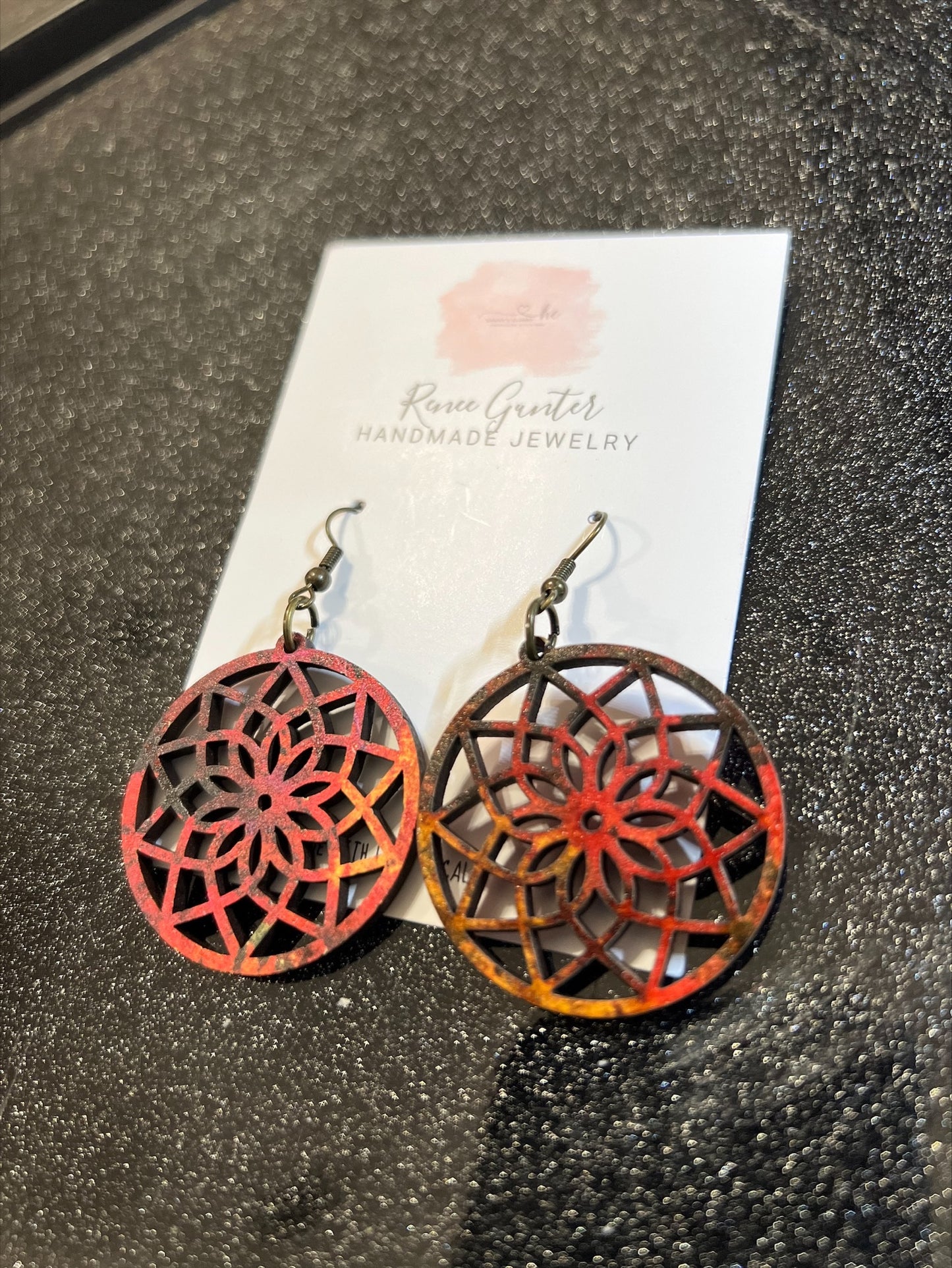 Handmade round dangle earrings