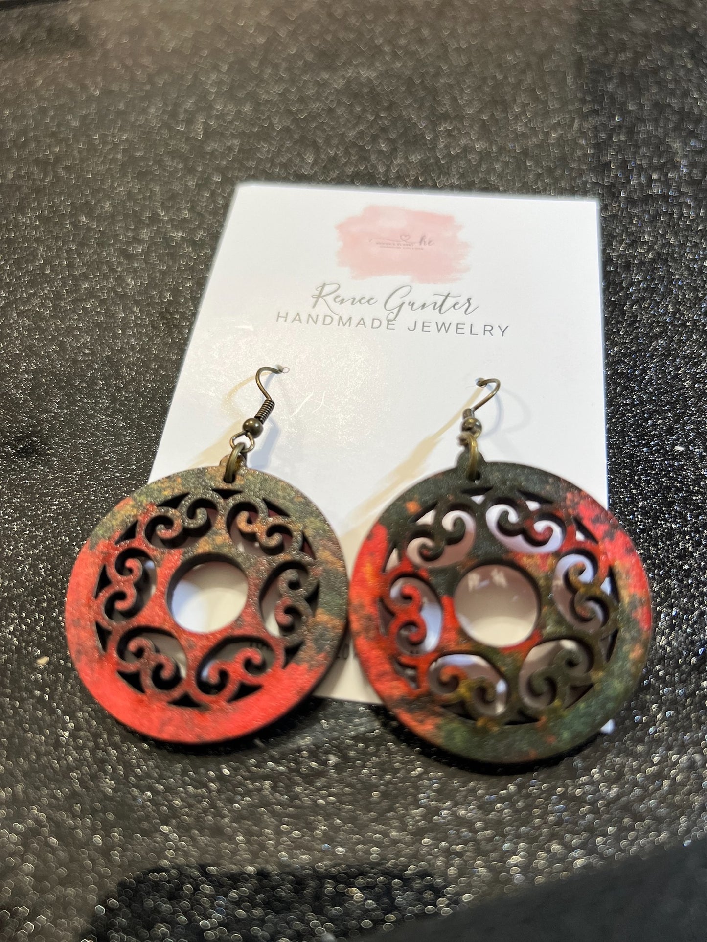 Handmade round dangle earrings