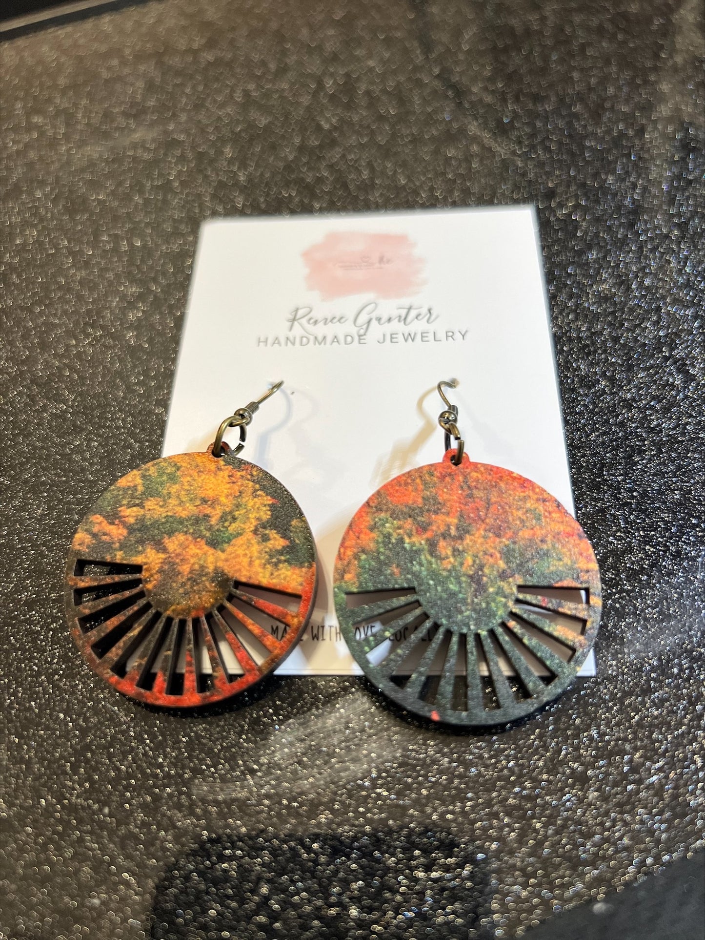 Handmade round dangle earrings