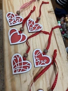 Handmade - Two layer wood heart ornaments