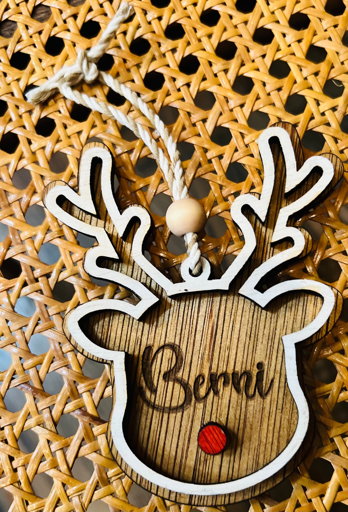 Small personalized Reindeer Stocking Tag/Ornament